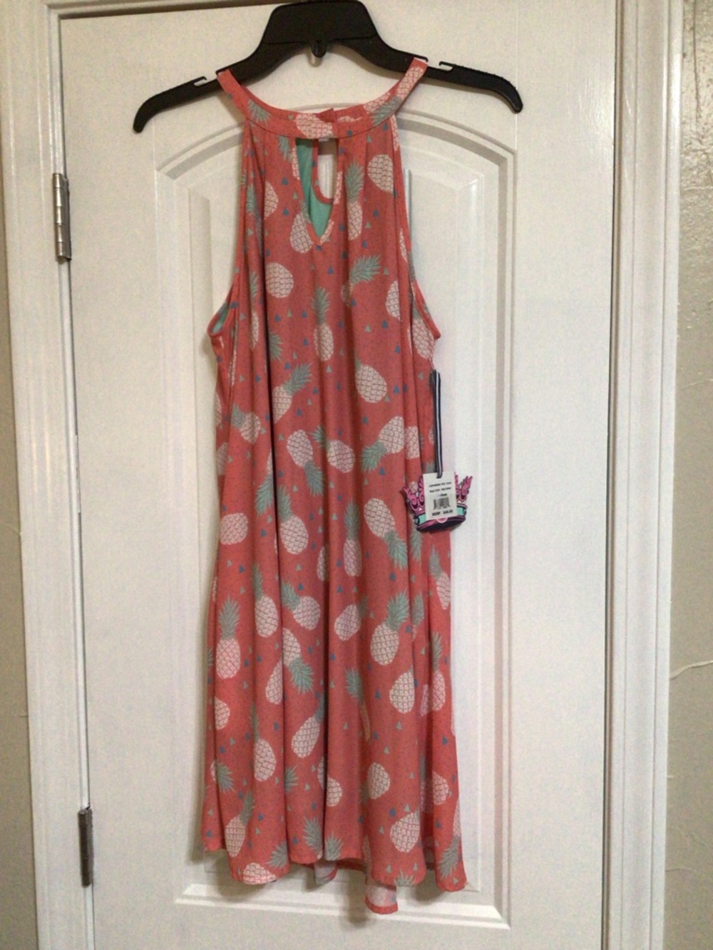 Jadelynn Brooke Coral Pineapple Print Mini Dress~Size M